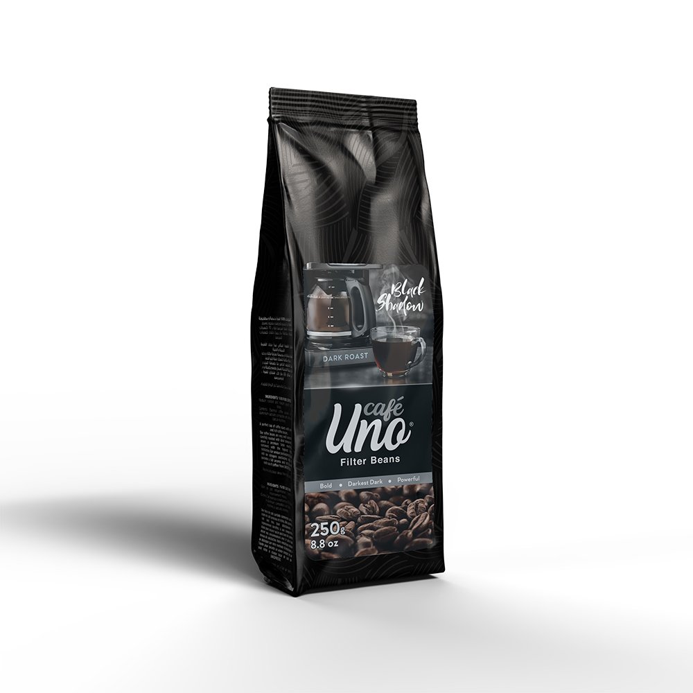 بلاك شادو - أونو كافية - حبوب قهوة أمريكية مفلترة - طبيعية 100% من أجود حقول القهوة - ناعمة المذاق - 250 جرام